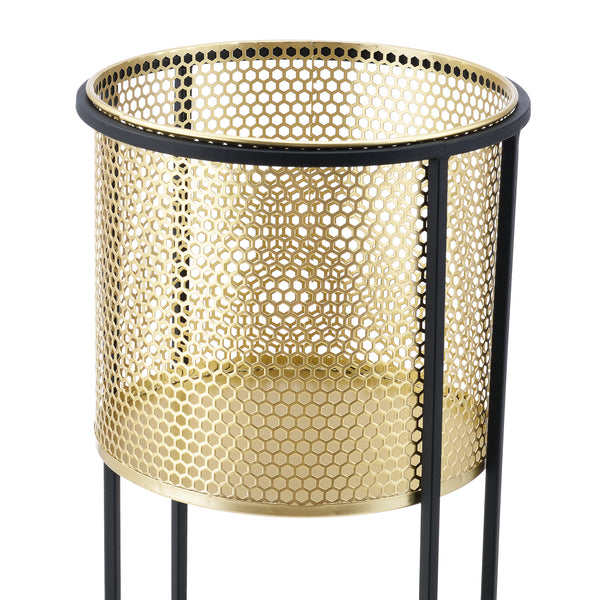 Soporte para macetas Malmedy 2 piezas Negro-Dorado en.casa