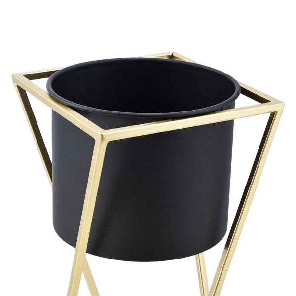 Soporte para macetas Mons 2 piezas Negro-Dorado en.casa