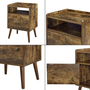 Mesa auxiliar Olofström 66x45x35cm con compartimento de armario Tono de madera oscura en.casa