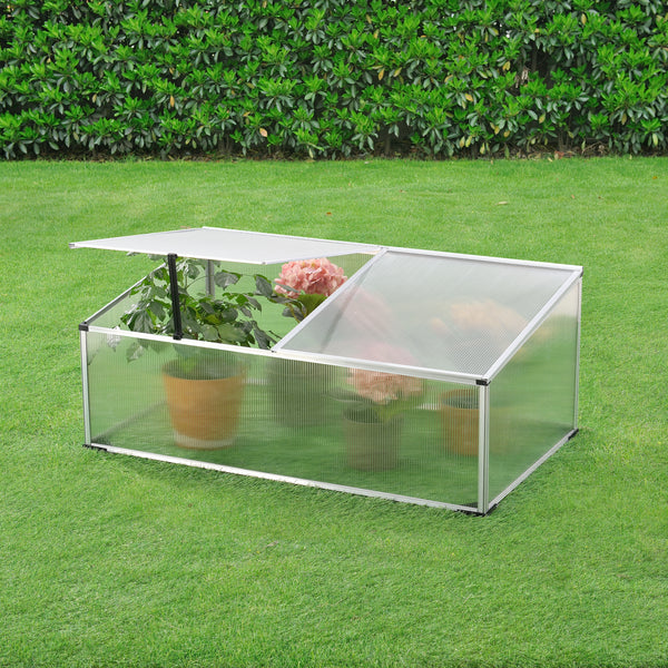Cajón de cultivo Hoorn con techo dividido 100x60x40 cm aluminio policarbonato en.casa