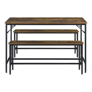 Conjunto de mesa de comedor y banco Pajala Negro/Tono de madera oscura en.casa