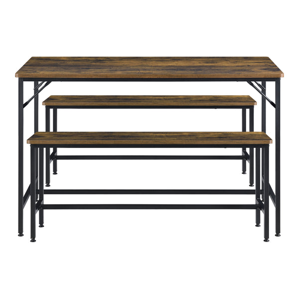 Conjunto de mesa de comedor y banco Pajala Negro/Tono de madera oscura en.casa