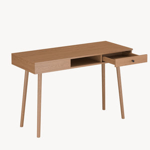 Escritorio Habo con cajón 74 x 115 x 48 cm Aglomerado/Metal Efecto Madera Tono Oscuro [es.casa] 