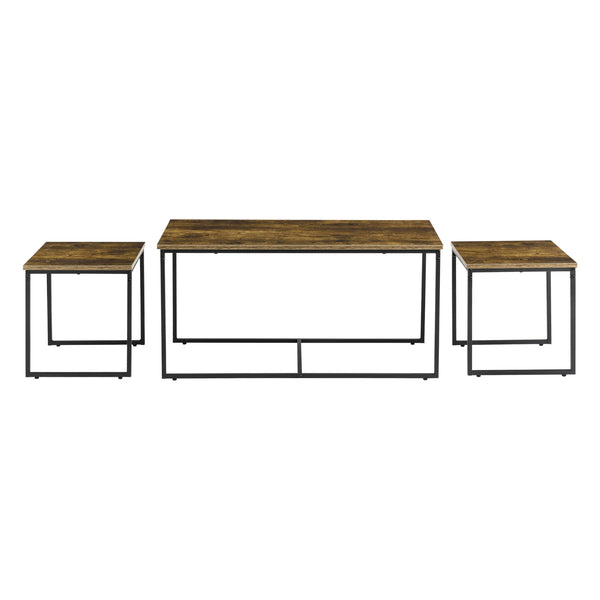 Conjunto de mesa Haparanda 3 piezas Tono oscuro de madera [en.casa]