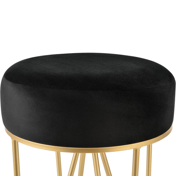 Taburete Runö Taburete tapizado hasta 100 kg Negro/Color latón [en.casa]