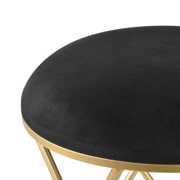 Taburete Katrineholm Taburete tapizado hasta 100 kg Negro/Color latón [en.casa]