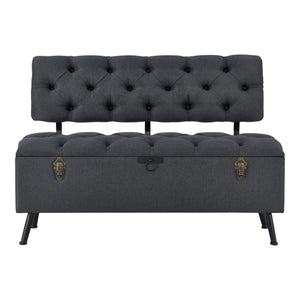 Baúl de asiento Malmöhus 110x48x75cm Gris oscuro [en.casa]