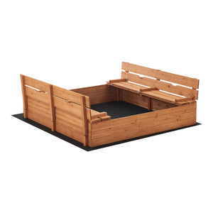 Arenero Campillos con asiento 23,5x118x114 cm Madera Natural [en.casa]