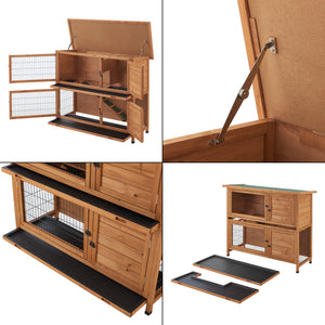 Casa de conejos Falkenau Recinto para animales pequeños 104x122x50cm Madera de abeto [en.casa]