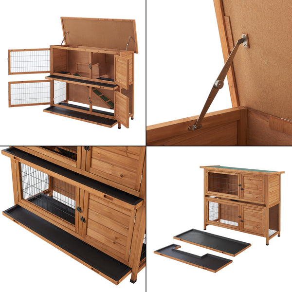 Casa de conejos Falkenau Recinto para animales pequeños 104x122x50cm Madera de abeto [en.casa]