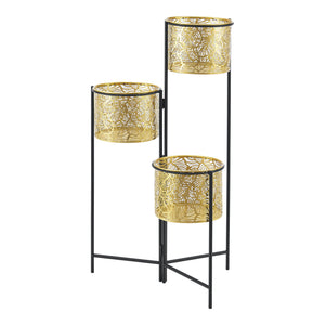 Soporte para flores Verrebroek Negro/Color latón [en.casa]