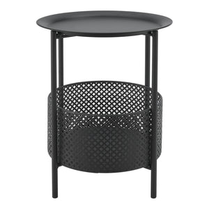 Mesa auxiliar Kruibeke 46x35cm con cesta negra [en.casa]