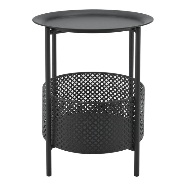 Mesa auxiliar Kruibeke 46x35cm con cesta negra [en.casa]