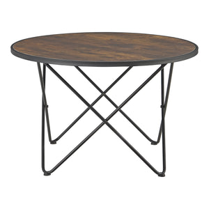Mesa de centro Goskamark 80x50 cm estructura de acero tono de madera oscura [en.casa]