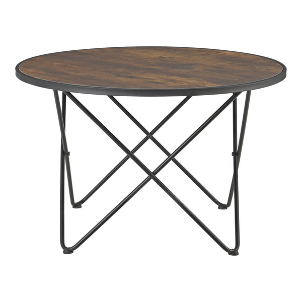 Mesa de centro Goskamark 80x50 cm estructura de acero tono de madera oscura [en.casa]