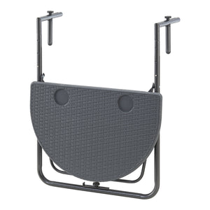 Mesa colgante para balcón Cicala 84x60x64 cm Semicircular Acero Gris oscuro [en.casa]
