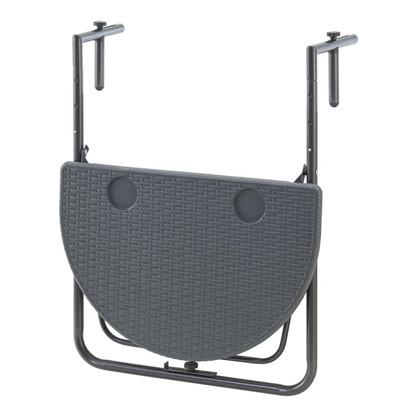 Mesa colgante para balcón Cicala 84x60x64 cm Semicircular Acero Gris oscuro [en.casa]