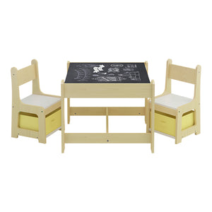 Mesa infantil con 2 sillas Irixoa con cajas Natur [en.casa]