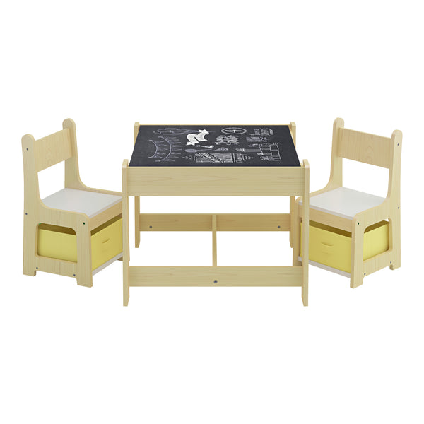 Mesa infantil con 2 sillas Irixoa con cajas Natur [en.casa]