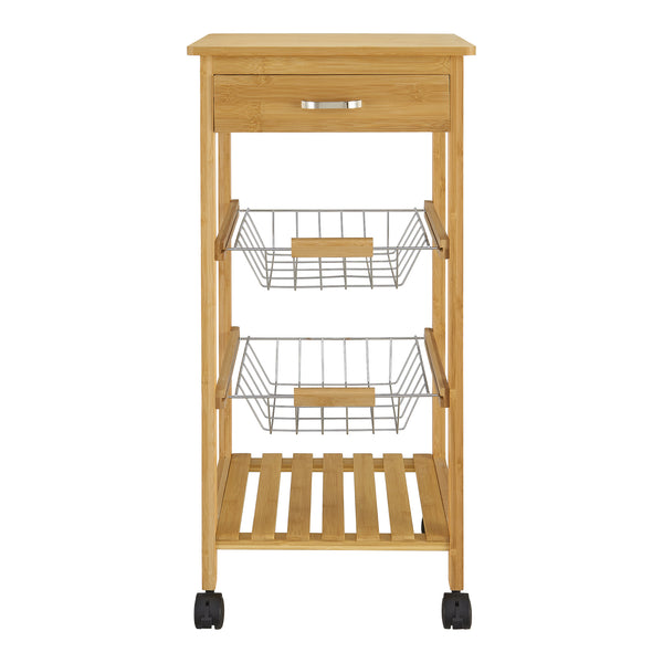 Carrito de cocina de bambú Stenungsund con cajón 76x36x36cm [en.casa]