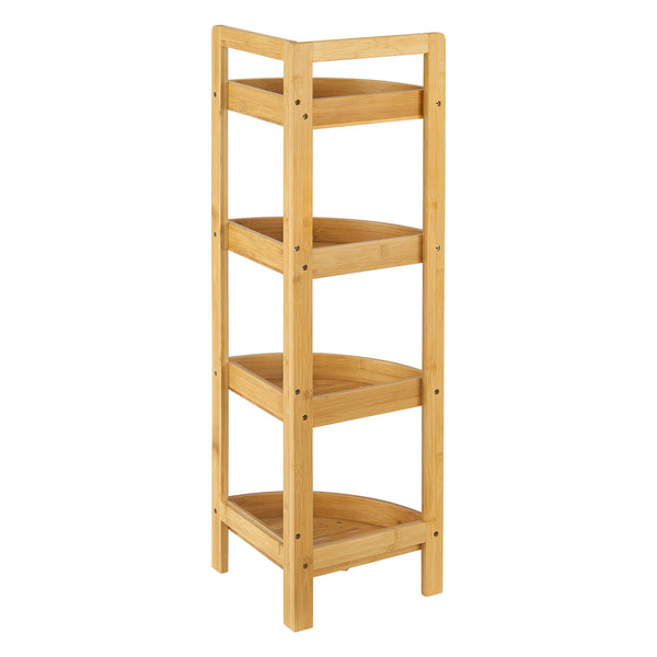 Estantería de baño de bambú Lestijärvi Estantería de esquina con 4 estantes 80x23x23cm [en.casa]