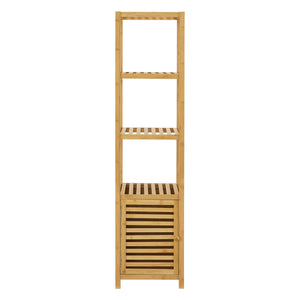 Estantería de bambú Liminka Estantería de baño con puerta de armario 140x34x33cm [en.casa]