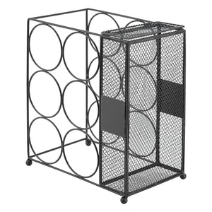 Estante para vino Drangedal para 6 botellas con contenedor de rejilla [en.casa]