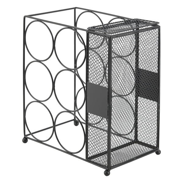 Estante para vino Drangedal para 6 botellas con contenedor de rejilla [en.casa]