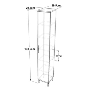 Armario alto Lieto con 6 estantes 183,5 x 29,5 x 29,5 cm roble gris [en.casa]
