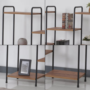 Estantería de pie Birkerød con 8 estantes 100 x 110 x 30 cm Negro / aspecto nogal [en.casa]