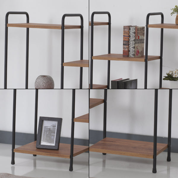 Estantería de pie Birkerød con 8 estantes 100 x 110 x 30 cm Negro / aspecto nogal [en.casa]