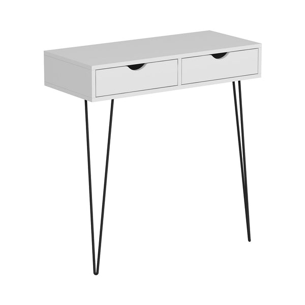 Mesa consola Ebeltoft con 2 cajones 90x90x40 cm Blanco [en.casa]