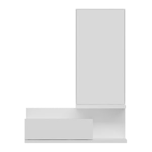 Estante de pared con espejo y cajón Gundsø Blanco [en.casa]