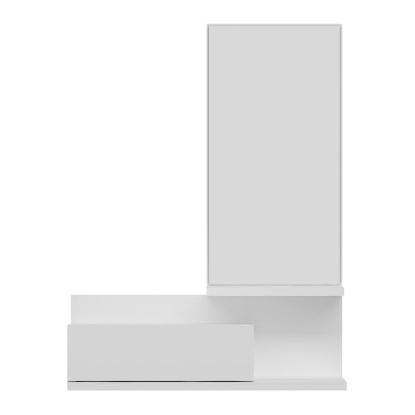 Estante de pared con espejo y cajón Gundsø Blanco [en.casa]