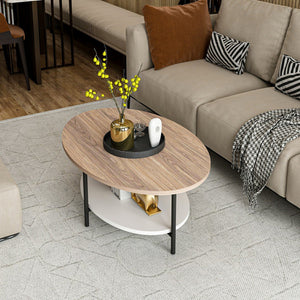 Mesa de centro Fredericia con estante inferior en aspecto roble / blanco [en.casa]