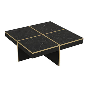Mesa de centro Fjerritslev 35x90x90 cm efecto mármol negro [en.casa]
