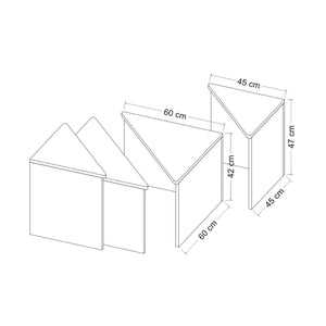 Conjunto de mesa de centro Frederikshavn 4 piezas, aspecto roble / negro [en.casa]