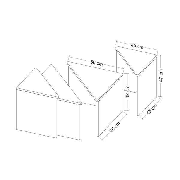 Conjunto de mesa de centro Frederikshavn 4 piezas, aspecto roble / negro [en.casa]
