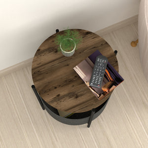 Mesa auxiliar Hofors 60x43cm Antracita / aspecto roble, antiguo [en.casa]