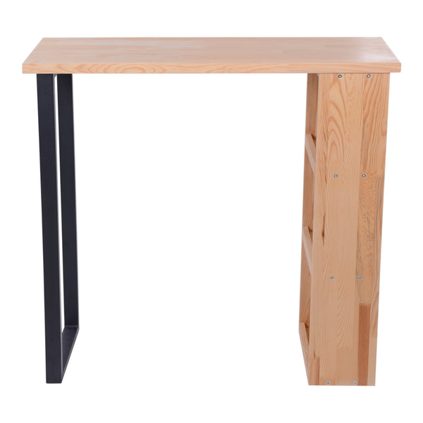 Mesa alta Nørager con estantería de madera de pino [en.casa]