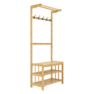 Perchero Tornio 168 x 70 x 35 cm de bambú natural [en.casa]