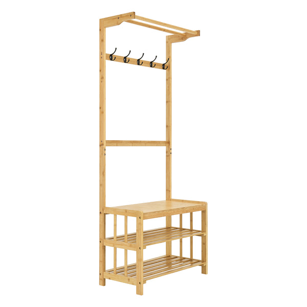 Perchero Tornio 168 x 70 x 35 cm de bambú natural [en.casa]