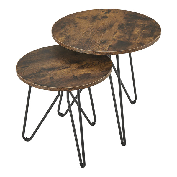 Mesa de centro Väsby en juego de 2 tonos madera oscura/negro [en.casa]