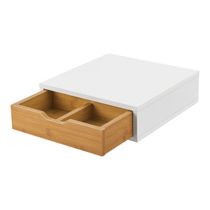 Caja de cajones Vieremä 9x30x31cm Blanco/Aspecto bambú [en.casa]