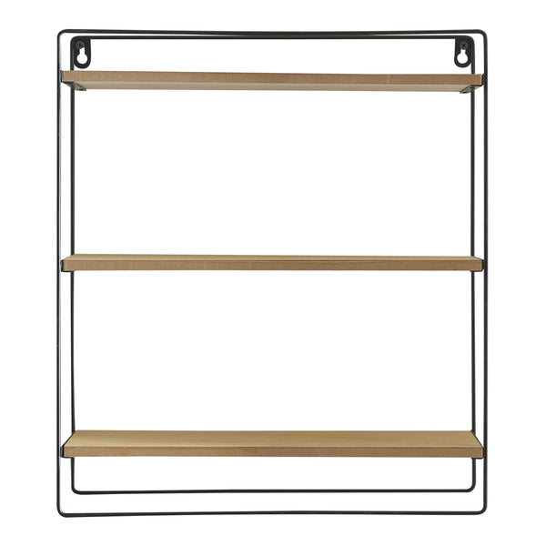 Estantería de pared Skovbo con 3 superficies de almacenamiento Negro/Color madera [en.casa]