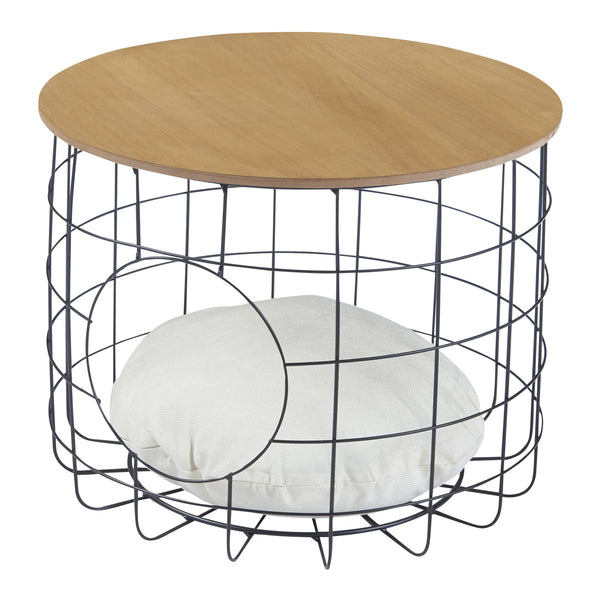 Juego de mesa de mimbre Haapajärvi en set de 2 con cueva para gatos [en.casa]