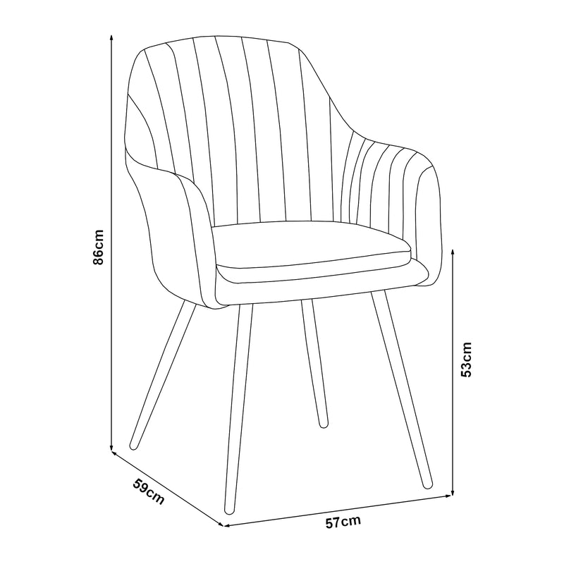 Esquema acotado Silla de comedor Kannonkoski en juego de 2 beige [en.casa]