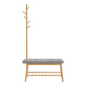 Banco de vestuario Bygland de bambú 90x34x165cm [en.casa]