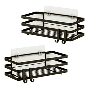 Estante de ducha sin taladrar Pertunmaa juego de 2 piezas 25x12x7,5cm negro [en.casa]