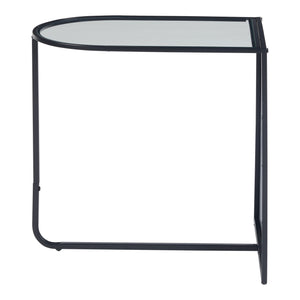 Mesa auxiliar Ulvik 50x50x35cm de metal y vidrio negro [en.casa]